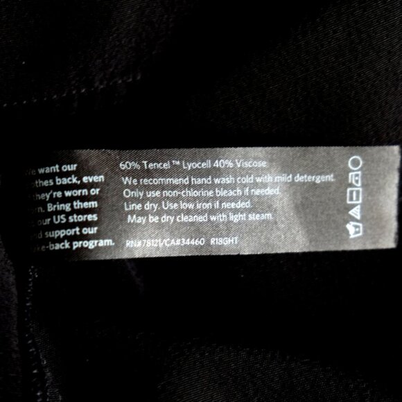 Eileen Fisher Curan black crepe drawstring waist button down dress S-M - Picture 6 of 8